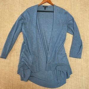Eileen Fisher Womens Open Front Knit Lightweight Cardigan Blue Size L Lagenlook